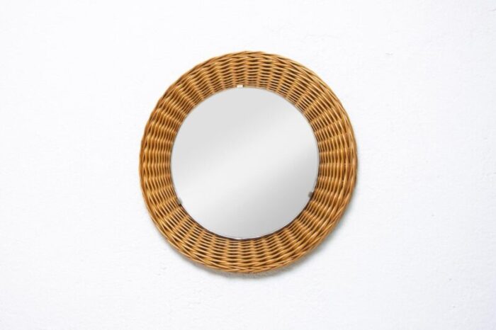 rattan mirror attributed to jan kalous for uluv czechoslovakia 1960s 2