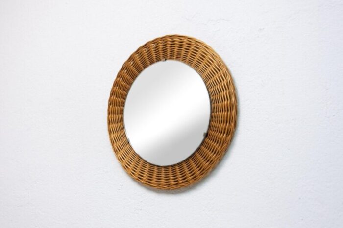 rattan mirror attributed to jan kalous for uluv czechoslovakia 1960s 3