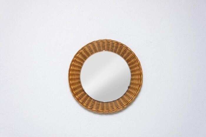 rattan mirror attributed to jan kalous for uluv czechoslovakia 1960s 9