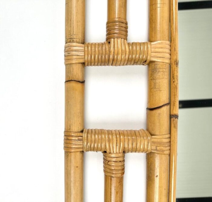 rectangular bamboo and rattan wall mirror in the style of vivai del sud italy 1970s 8