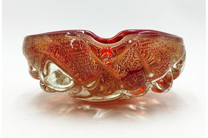 red glass ashtray italy 1970s 1