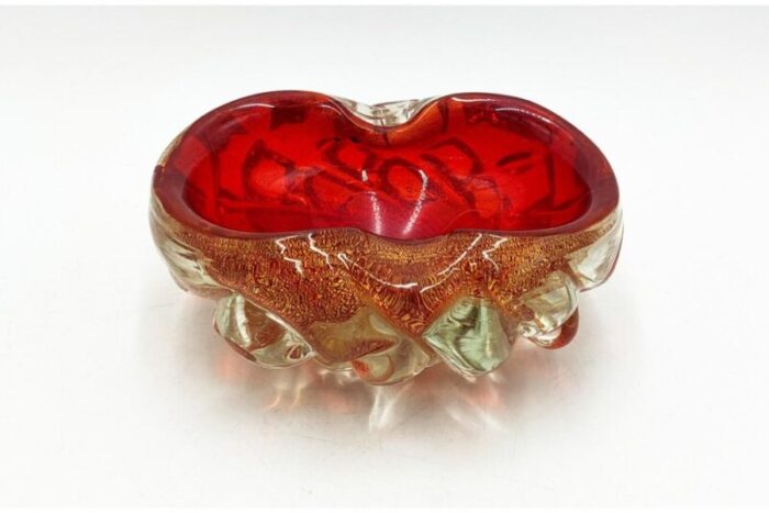 red glass ashtray italy 1970s 2