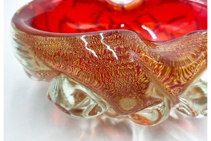 red glass ashtray italy 1970s 4