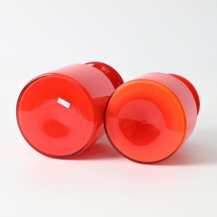 red glass carnaby vases by per lutken for holmegaard 1960s set of 2 4660