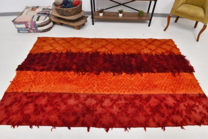 red orange tones kilim rug 1964 3