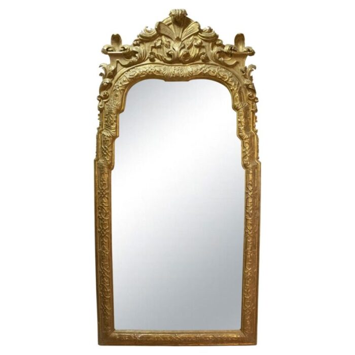 regency gold foil wood rectangular handcrafted mirror spain 1970s 1 1