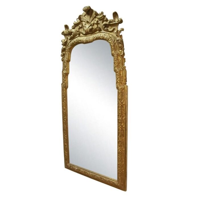 regency gold foil wood rectangular handcrafted mirror spain 1970s 3 1