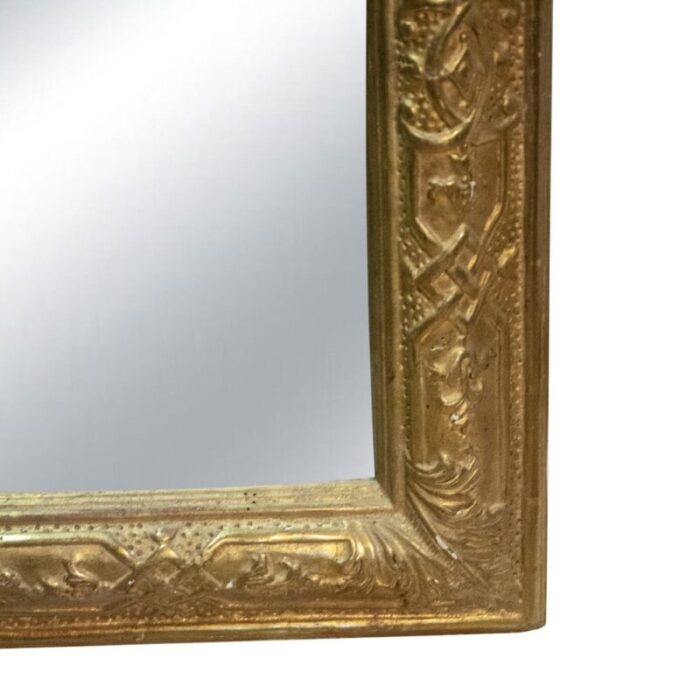 regency gold foil wood rectangular handcrafted mirror spain 1970s 4 1