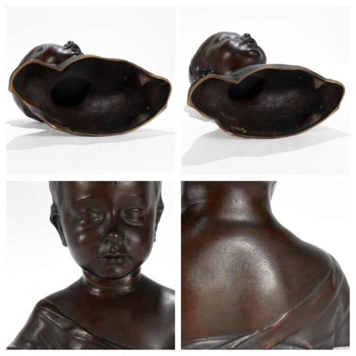 renaissance style cast bronze bust of a child after desiderio 0200