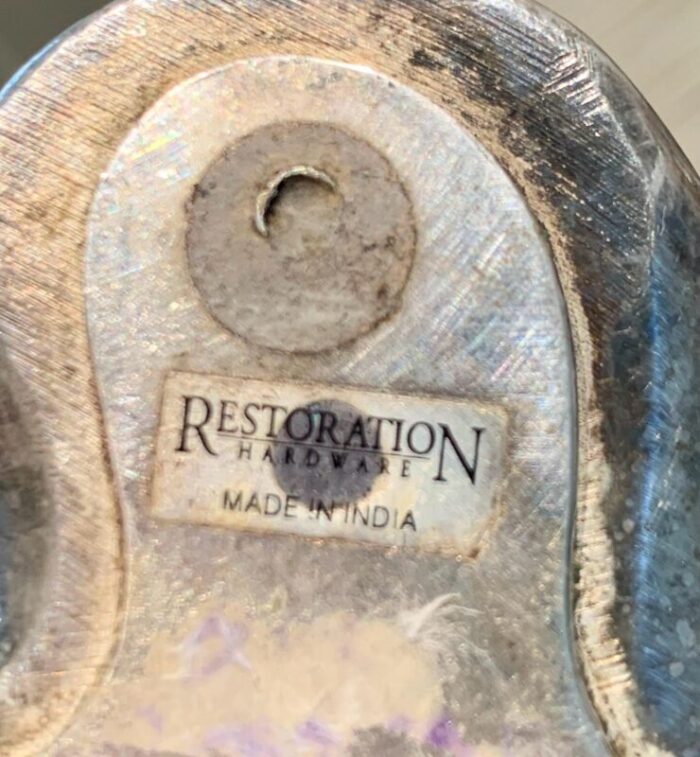 restoration hardware silver plated penguin candle holder 3786