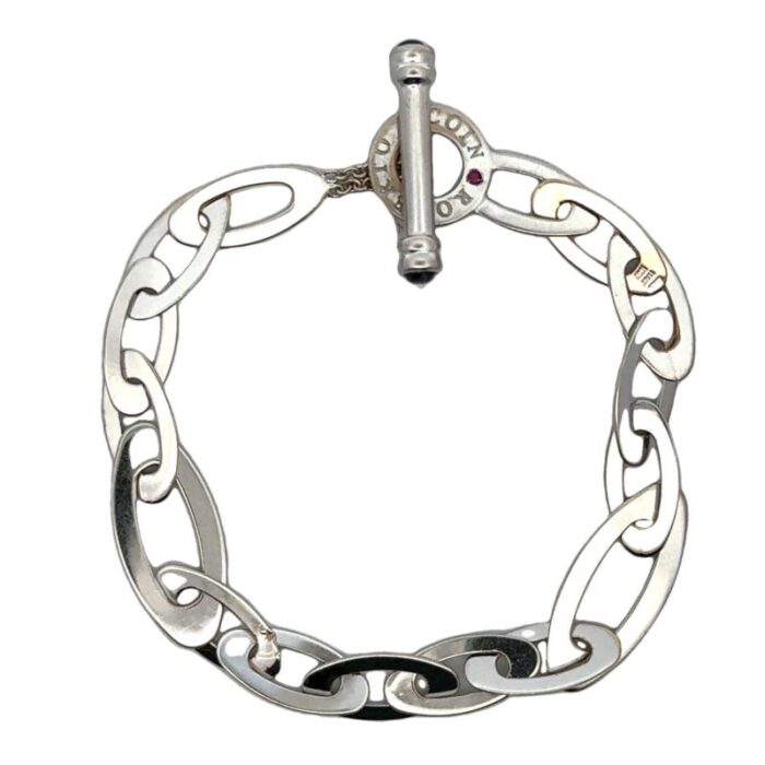 roberto coin chic and shine 18 karat white gold link toggle clasp bracelet 7316