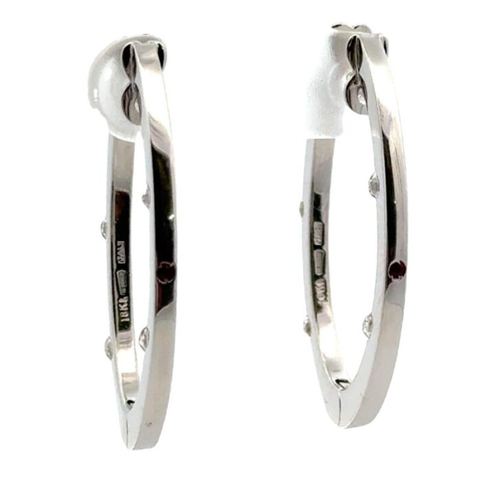 roberto coin diamond 18 karat white gold flat oval hoop earrings 2 pieces 9508