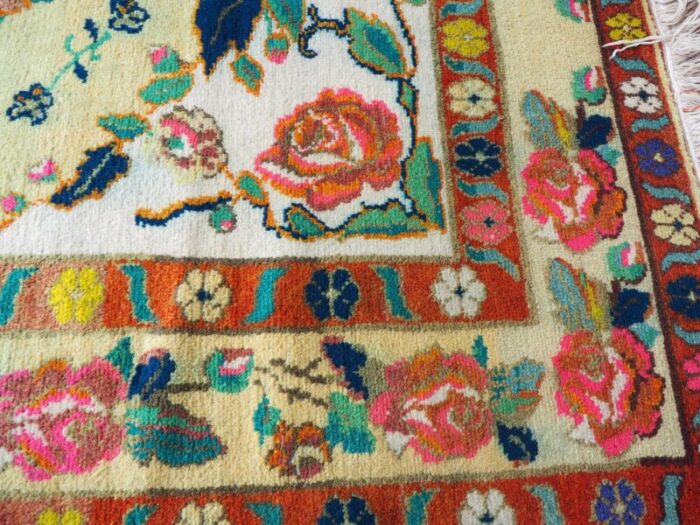 roses oriental hand knotted rug in wool 1920s 10