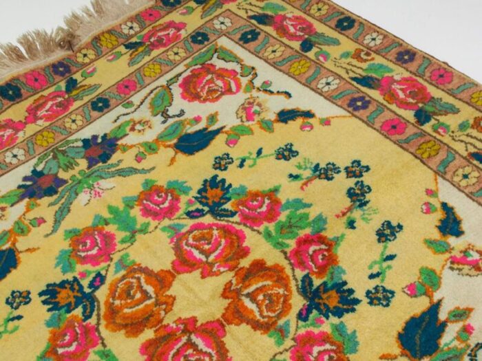 roses oriental hand knotted rug in wool 1920s 12