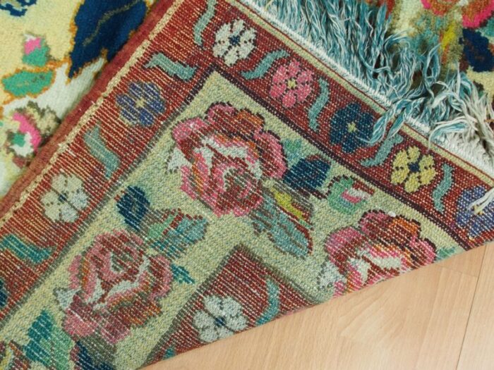 roses oriental hand knotted rug in wool 1920s 13