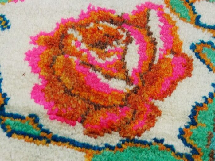 roses oriental hand knotted rug in wool 1920s 15