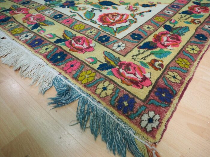 roses oriental hand knotted rug in wool 1920s 18