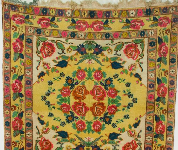 roses oriental hand knotted rug in wool 1920s 5