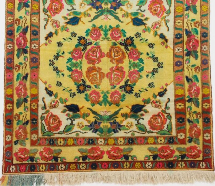 roses oriental hand knotted rug in wool 1920s 7