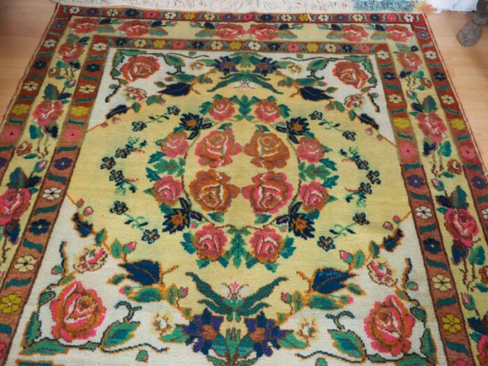 roses oriental hand knotted rug in wool 1920s 8