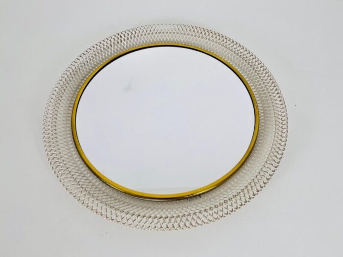 round brass framed wall mirror italy 1960s 2