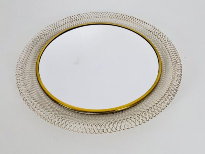 round brass framed wall mirror italy 1960s 3