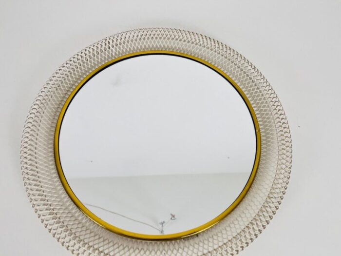 round brass framed wall mirror italy 1960s 4