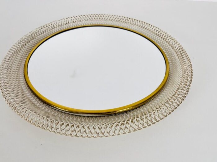 round brass framed wall mirror italy 1960s 5