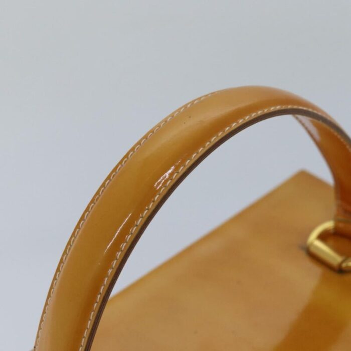 salvatore ferragamo gancini hand bag enamel yellow auth 79133 8183