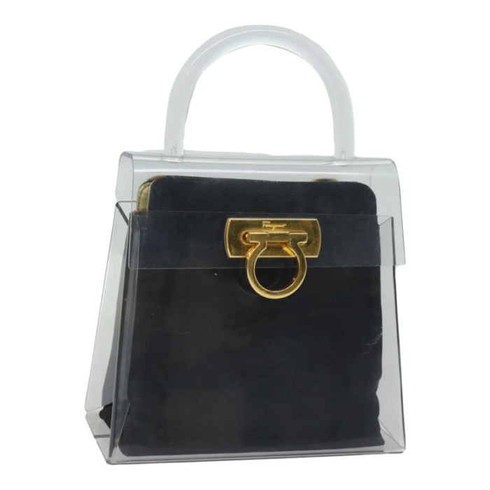 salvatore ferragamo gancini hand bag plastic clear auth 79216 3163