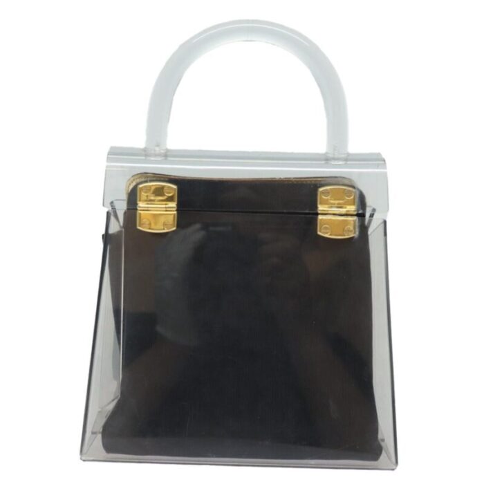 salvatore ferragamo gancini hand bag plastic clear auth 79216 8310