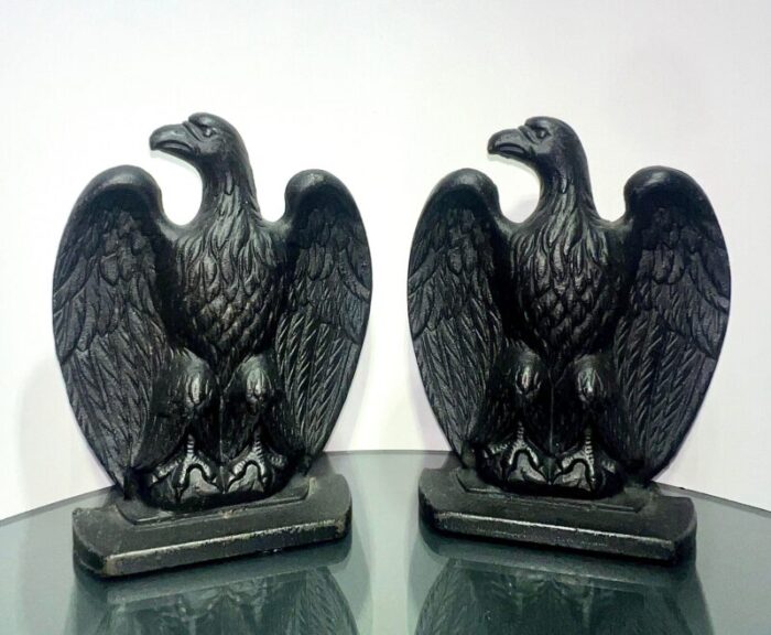 set of 2 vintage emig cast iron eagle bookends 6333