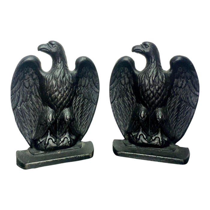 set of 2 vintage emig cast iron eagle bookends 7835