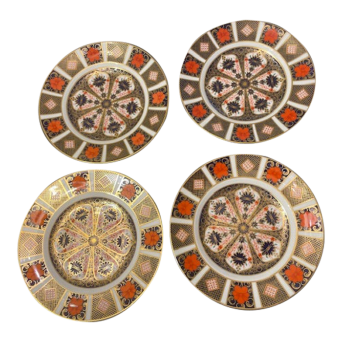 set of 4 royal crown derby salad plates old imari pattern 1128 late 20th century 7231