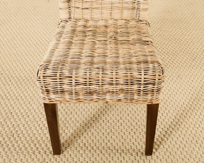 set of four organic modern rattan wicker dining chairs 0073