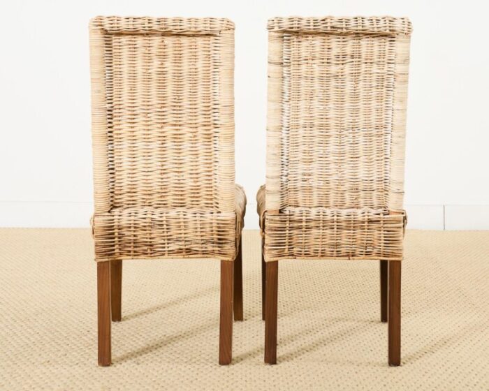 set of four organic modern rattan wicker dining chairs 3845