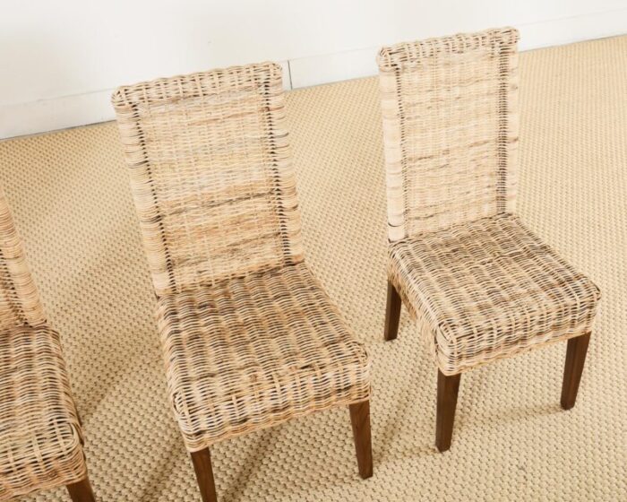 set of four organic modern rattan wicker dining chairs 5900