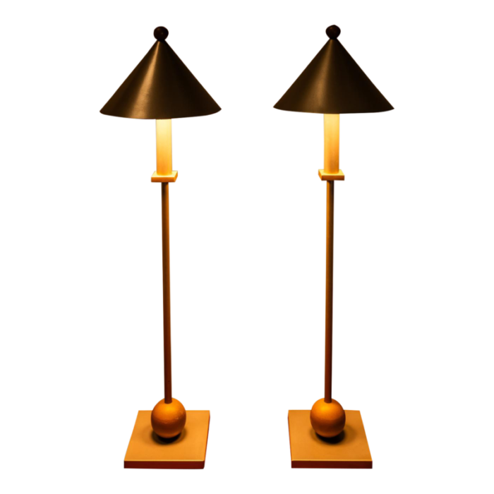 set of two post modern memphis style table lamps by george kovacs for sonneman usa c 1990s 4090