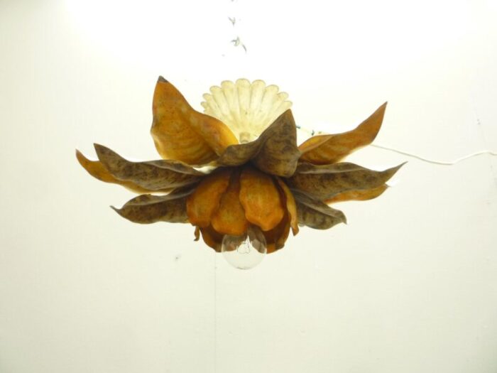 shabby chic metal flower ceiling lamp 1960s 0059