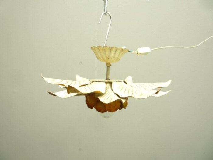 shabby chic metal flower ceiling lamp 1960s 0524