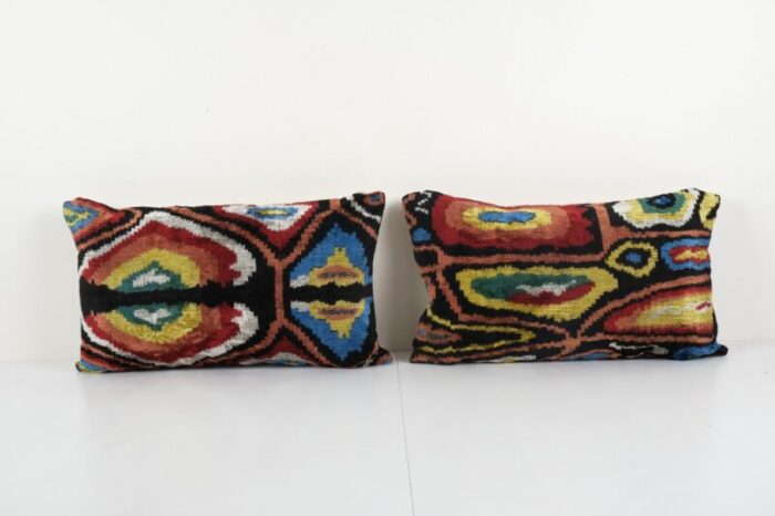 silk and ikat velvet rainbow cushion covers 2010s set of 2 1