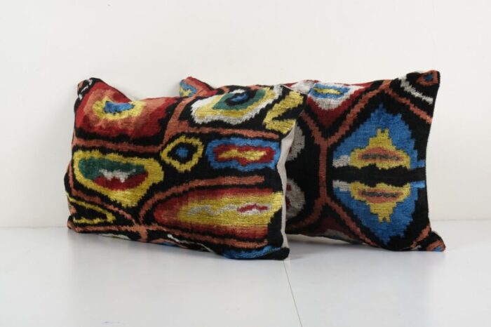 silk and ikat velvet rainbow cushion covers 2010s set of 2 2