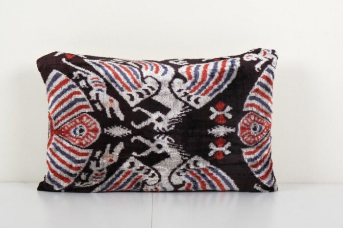 silk and velvet ikat abstract animal pattern cushion cover 2010s 1