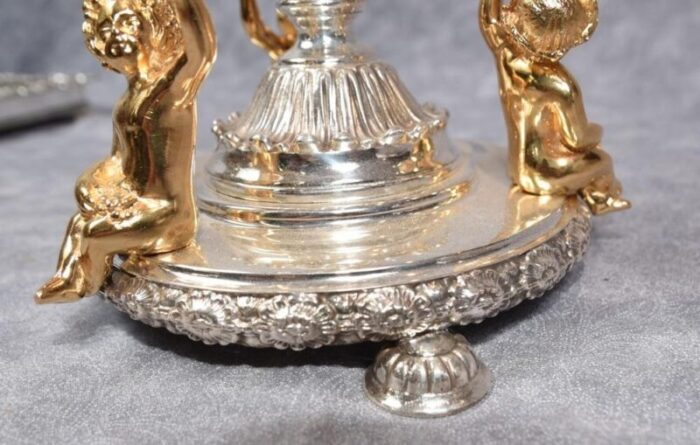 silver plate and glass epergne tray 11