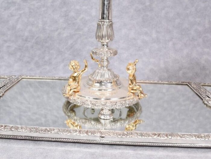 silver plate and glass epergne tray 3