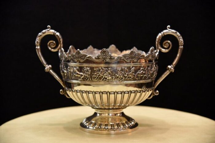 silver rosebowl with equestrian scenes 1894 1