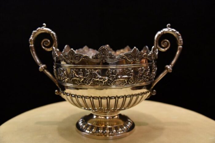 silver rosebowl with equestrian scenes 1894 6