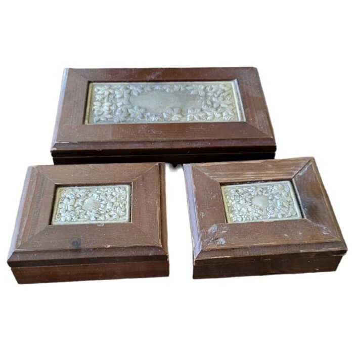 silver wood boxes spain set of 3 7