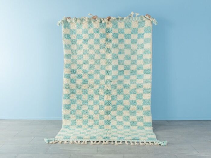 skyblue check berber rug 2010s 1