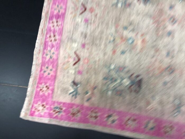 small beige and pink hand knotted wool area rug 9